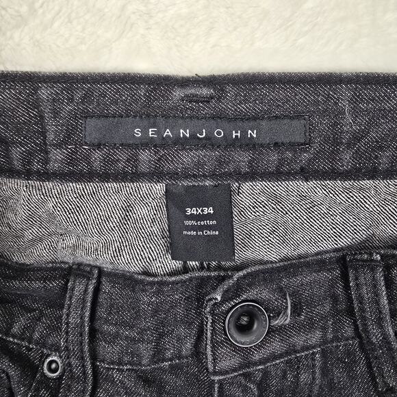 Vintage Sean John Mens Straight Black Jeans Hamilton Y2K 34x32 Hip Hop Denim - Picture 5 of 13